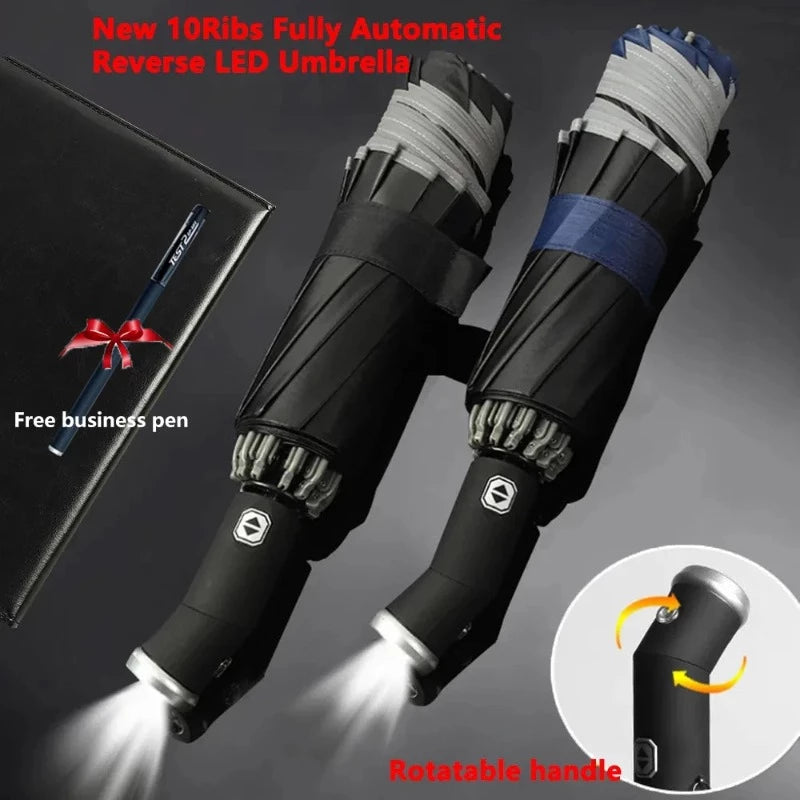 Automatic Reverse Folding Umbrella With LED Flashlight - Nik&Em